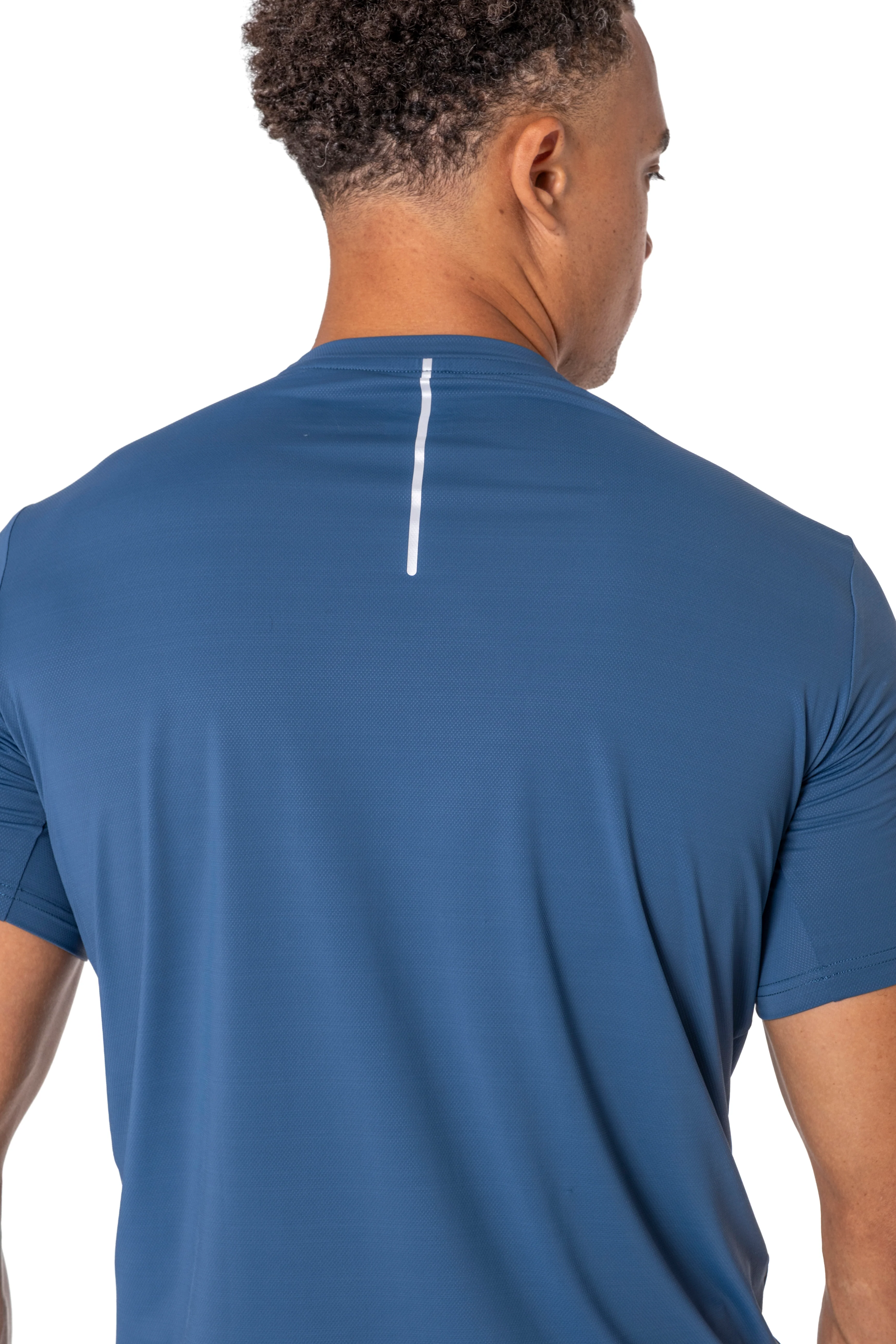 Mid Blue Reflective Logo T-Shirt - Image 5